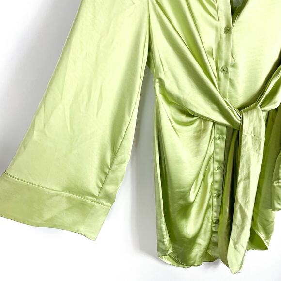 Song of style‎ Marta Mini Dress Pistachio Green Satin Button Front Sz XXS - Picture 7 of 12